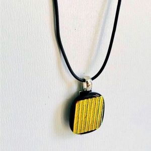 Dichroic Glass Pendant Orange Stripes on black